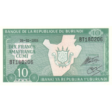 P33e Burundi 10 Francs Year 2005